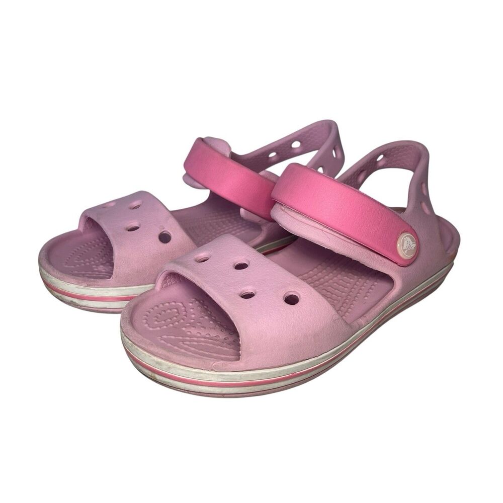 Crocs Crocband Sandals Hook and Loop Shoes Pink Toddler Girls 11